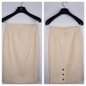 CHANEL Boutique Pencil Skirt with Gold Buttons